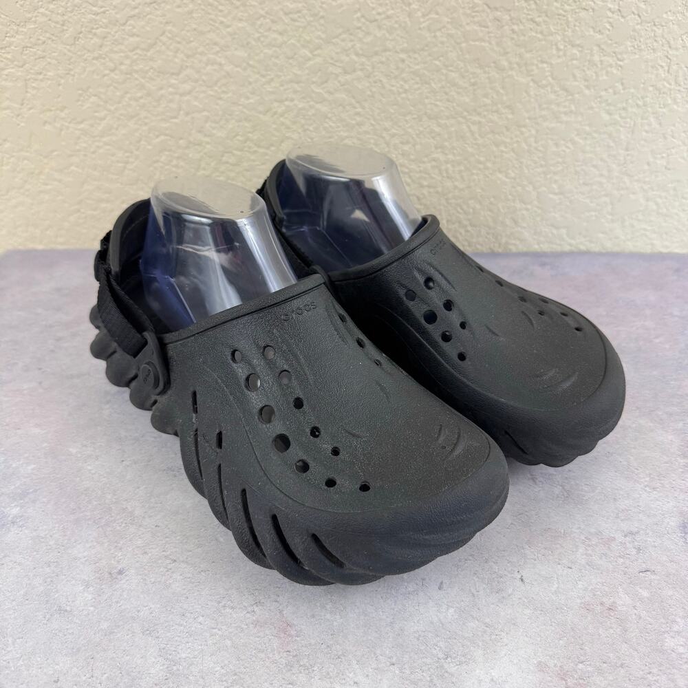Crocs Echo Clogs Shoes Slip On Black Comfort Mens Size 6 Womens Size 8 Rugged